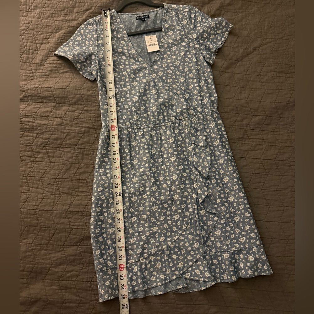 J. Crew Blue Chambray 100% Cotton Faux Wrap Dress size XXS - Picture 16 of 16
